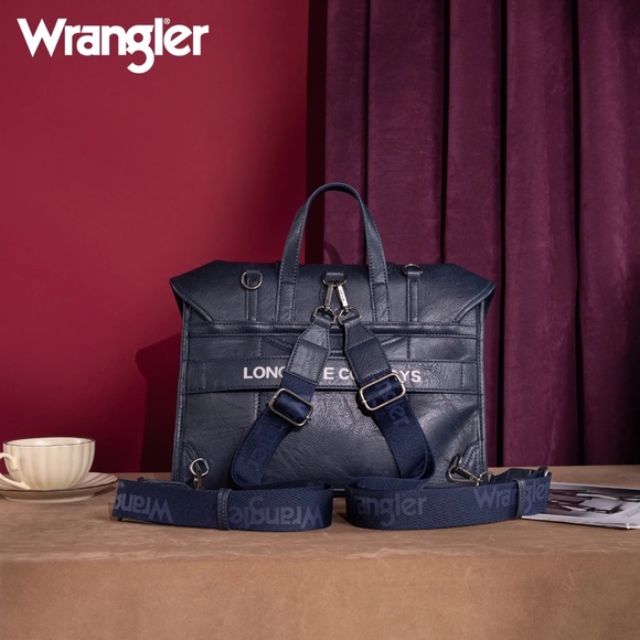 Wrangler Top Handle Carry Satchel/Laptop Bag/Backpack/Crossbody Navy Blue main image 4